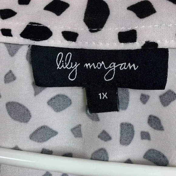Lily Morgan  four season tunic top w tons of stretch, black on white - Picture 7 of 9